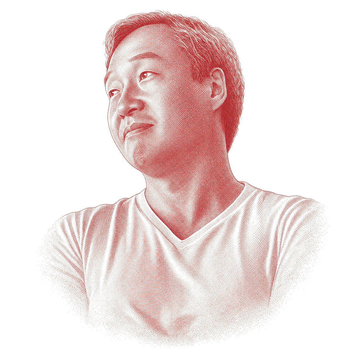Engraved portrait of Joon Park